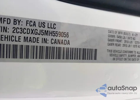 2021 Dodge Charger Scat Pack Widebody Rwd из США, поврежденный, VIN 2C3CDXGJ5MH559056